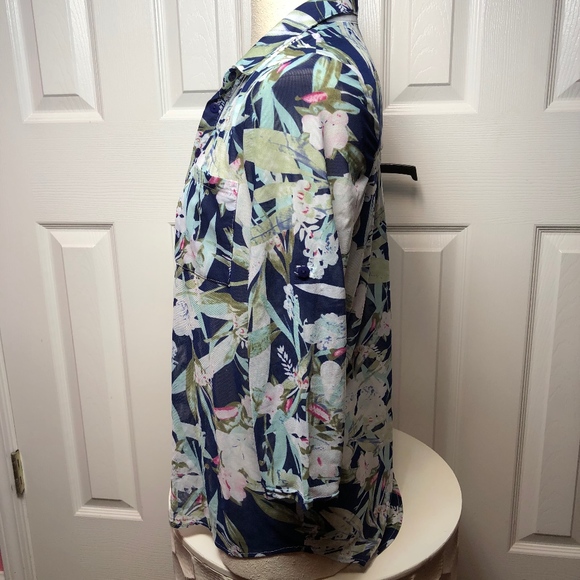 Eden & Olivia Sheer Tropical Shirt Medium - Picture 2 of 8